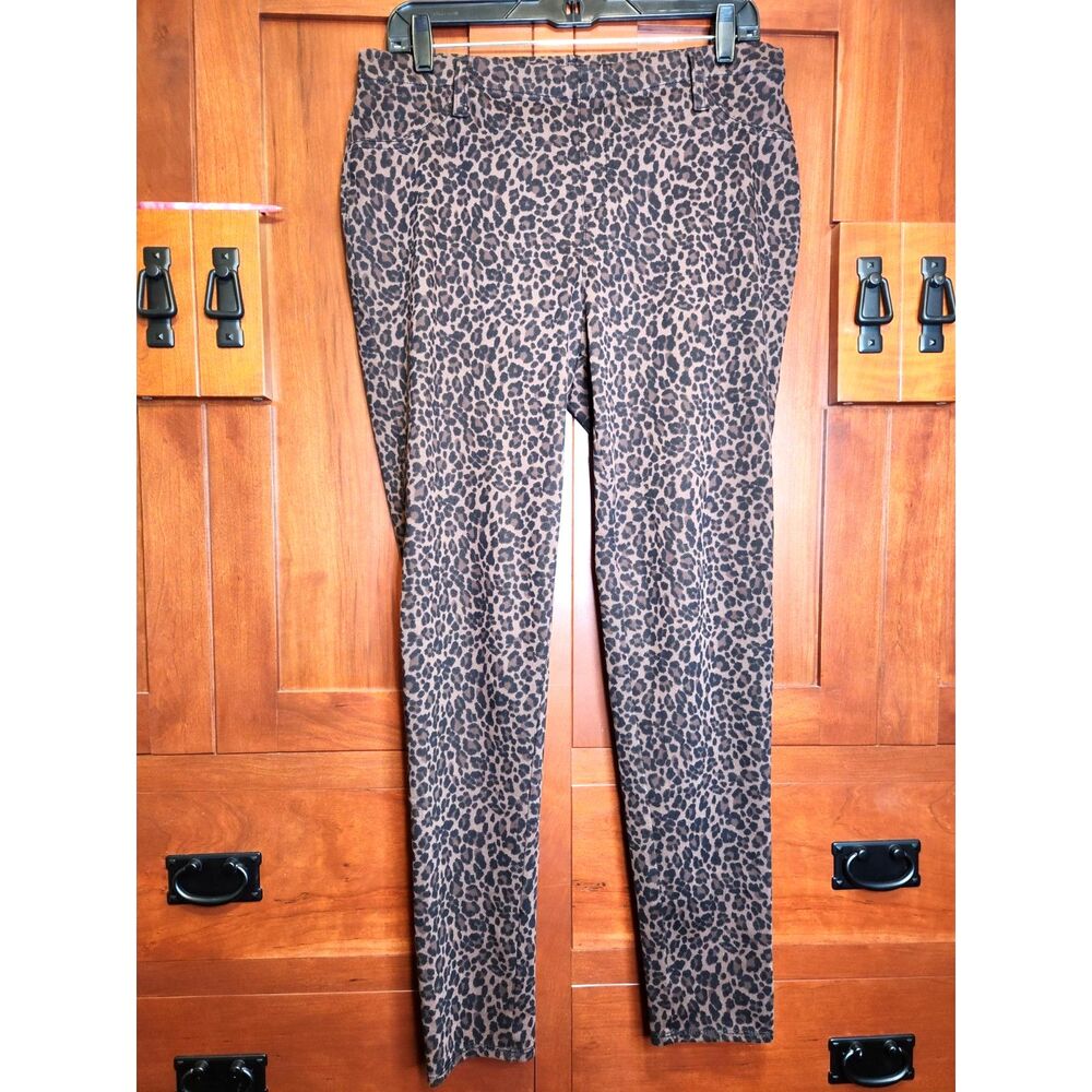 Faded Glory Brown & Black Leopard Print Pants Pull On Women's Size Large